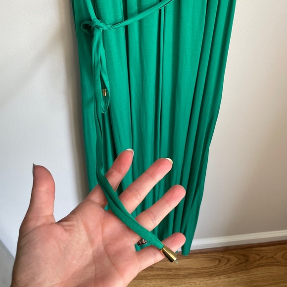 Jennifer Lopez Silky Maxi Dress Keyhole Tie Waist in Kelly Green Size 2 Small - Picture 5 of 8